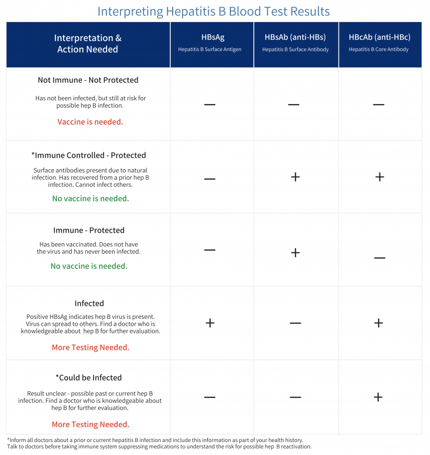 New Hepatitis B Blood Test Chart 2019